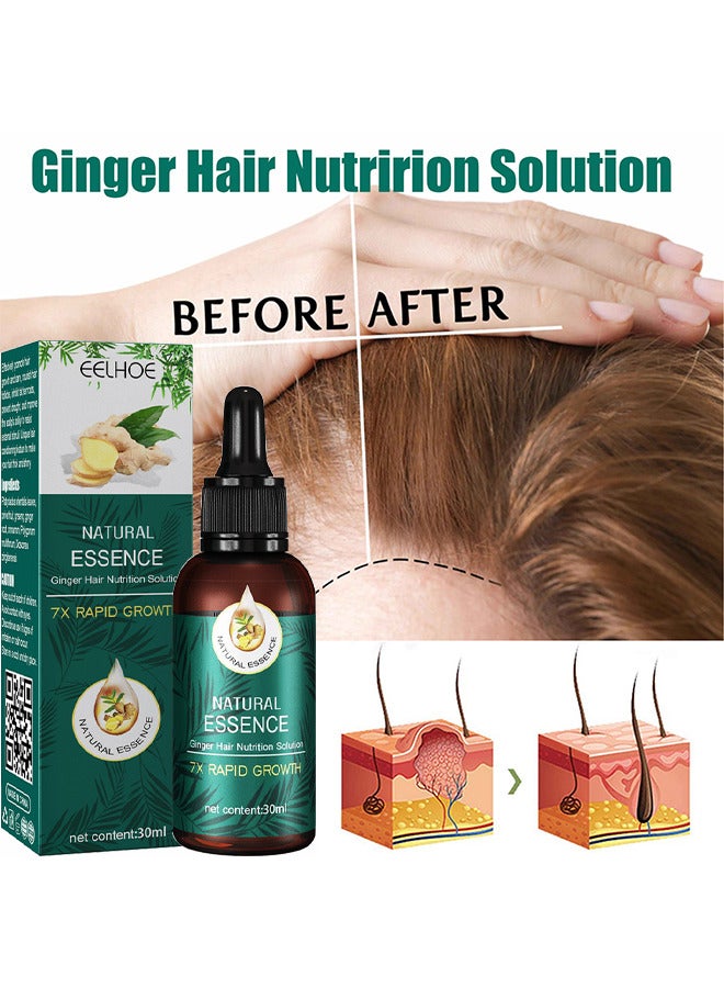 Natural Ginger Hair Nutrition Essence Oil, 7X Rapid Growth, Natural Hair Regrōwth Serum For Women And Men, Anti-Frizz Hair Serum, Light And Non-Greasy, Hair Serum Organic Hair Longer Fuller 30ML