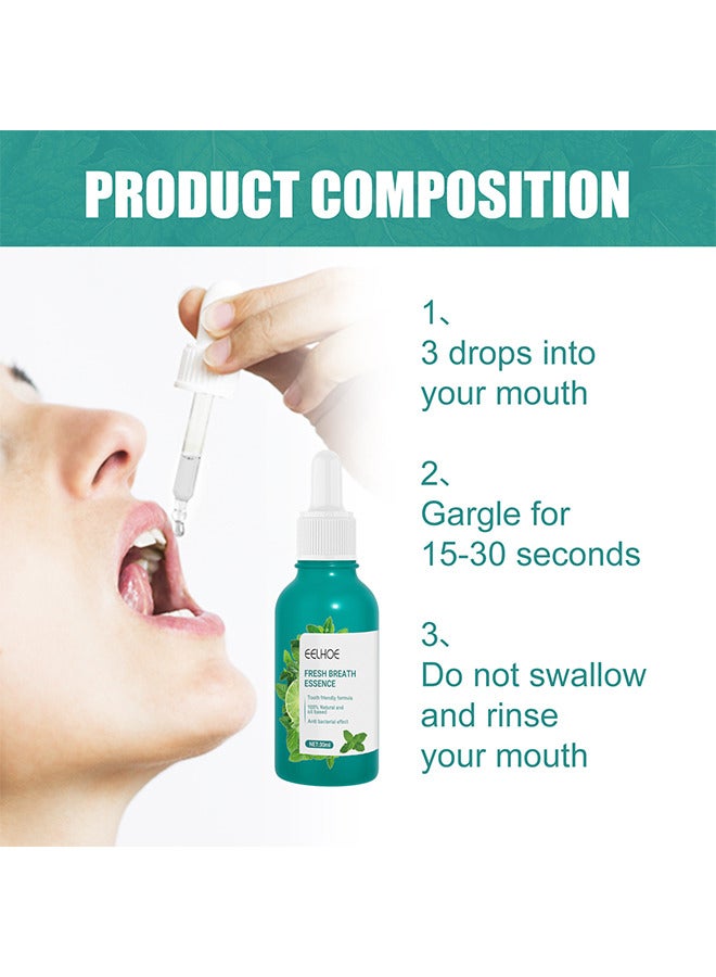 Fresh Breath Oral Care Essence, Natural Breath Freshening Drops For Bad Breath And Dry Mouth, Fresh Breath Essence With Mint Oil, Bad Mouth Smell Removing Drops, Travel Size Concentrated 30ML