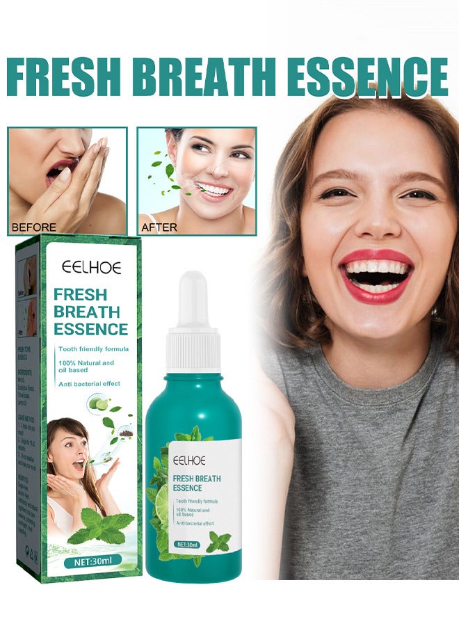Fresh Breath Oral Care Essence, Natural Breath Freshening Drops For Bad Breath And Dry Mouth, Fresh Breath Essence With Mint Oil, Bad Mouth Smell Removing Drops, Travel Size Concentrated 30ML