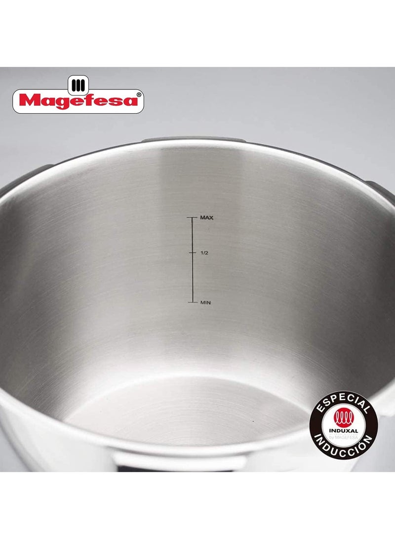 10Liters Magefesa - Pressure cooker Magefesa 01OPSTABO10 Stainless steel 10 Litre |Made from 18/10 stainless steel, highly wear-resistant, 5-layer thermal diffuser base Black, Stainless Steel