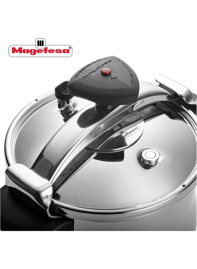 10Liters Magefesa - Pressure cooker Magefesa 01OPSTABO10 Stainless steel 10 Litre |Made from 18/10 stainless steel, highly wear-resistant, 5-layer thermal diffuser base Black, Stainless Steel