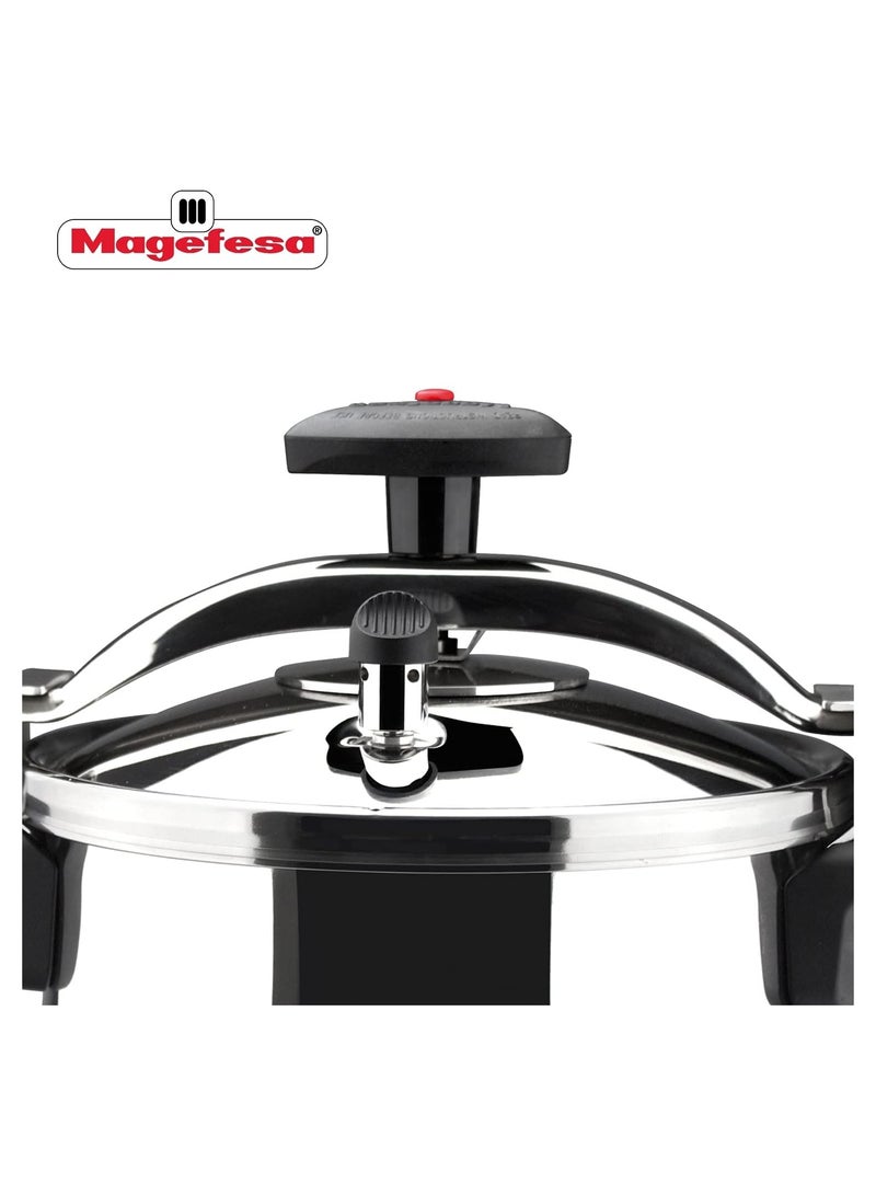10Liters Magefesa - Pressure cooker Magefesa 01OPSTABO10 Stainless steel 10 Litre |Made from 18/10 stainless steel, highly wear-resistant, 5-layer thermal diffuser base Black, Stainless Steel