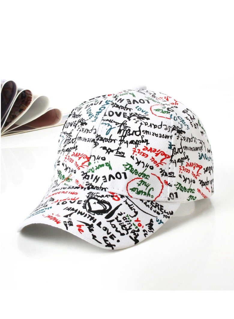 Graffiti printed baseball cap, cotton outdoor adjustable cap