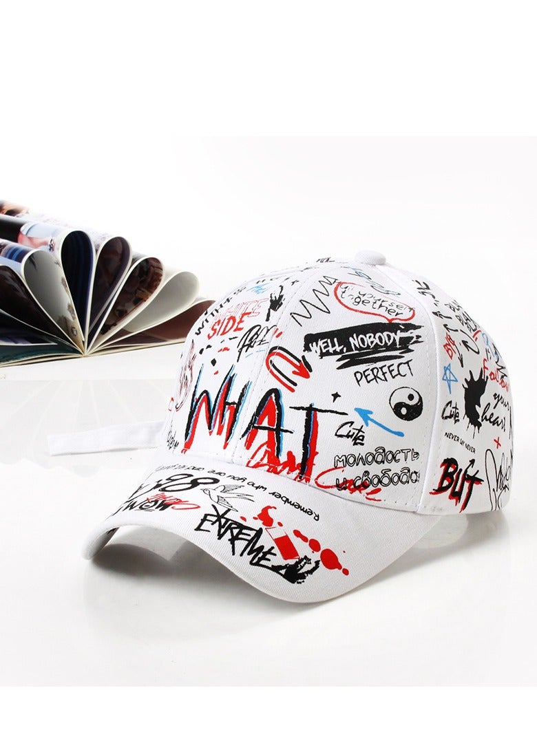 Graffiti printed baseball cap, cotton outdoor adjustable cap