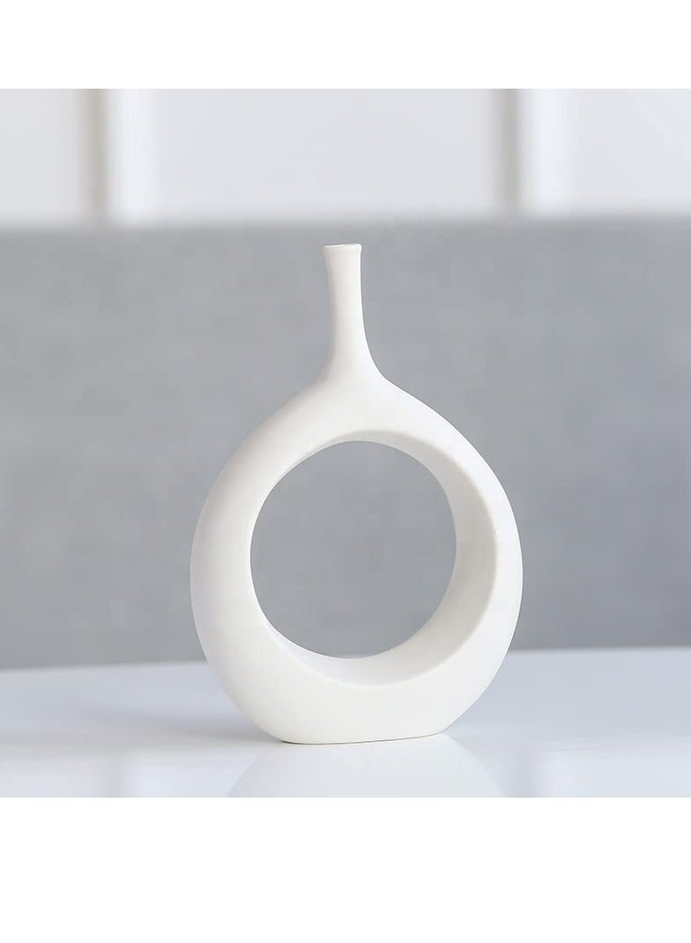 Ceramic White Long Neck Q Vase - Big | Nordic, Boho, Modern Minimalist Design Flower Vase for Elegant Home Décor | Living Room Centerpiece | for Flower Arrangements, Gifting