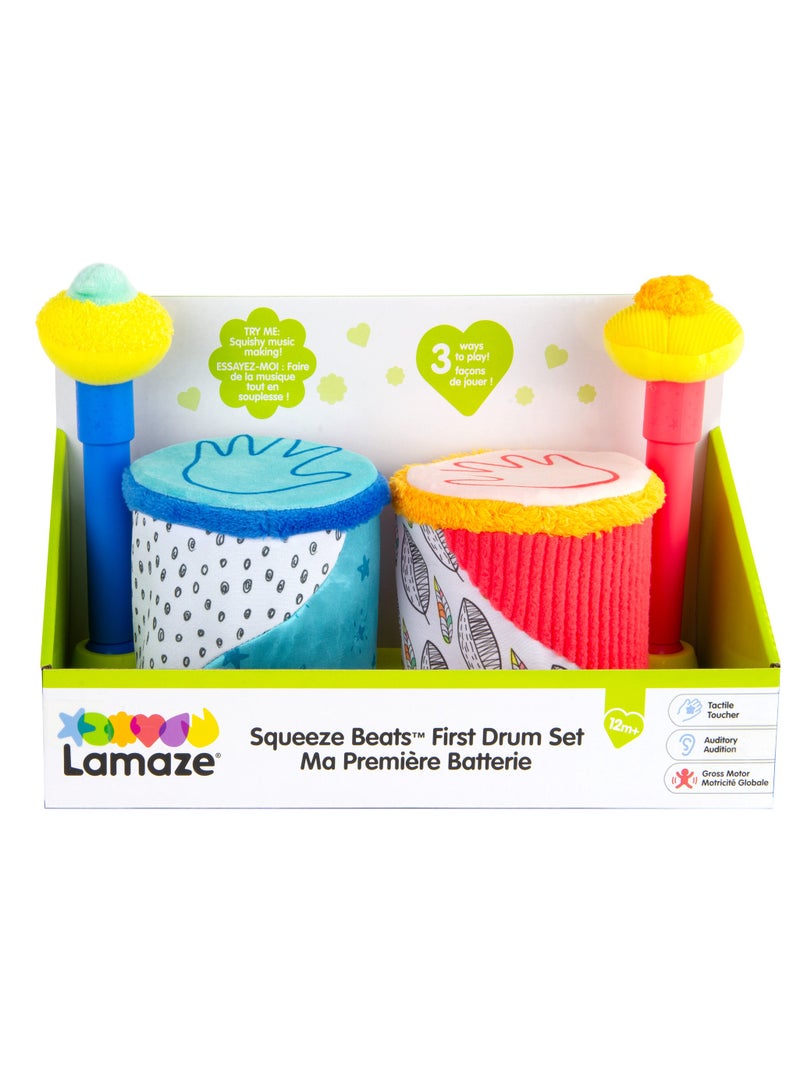 Lamaze Squeeze Beats First Drum Set - Sensory Musical Toy for Newborns & Babies | Developmental Toy for Boys and Girls 12 Months + | Babyshower Gift, Colourful