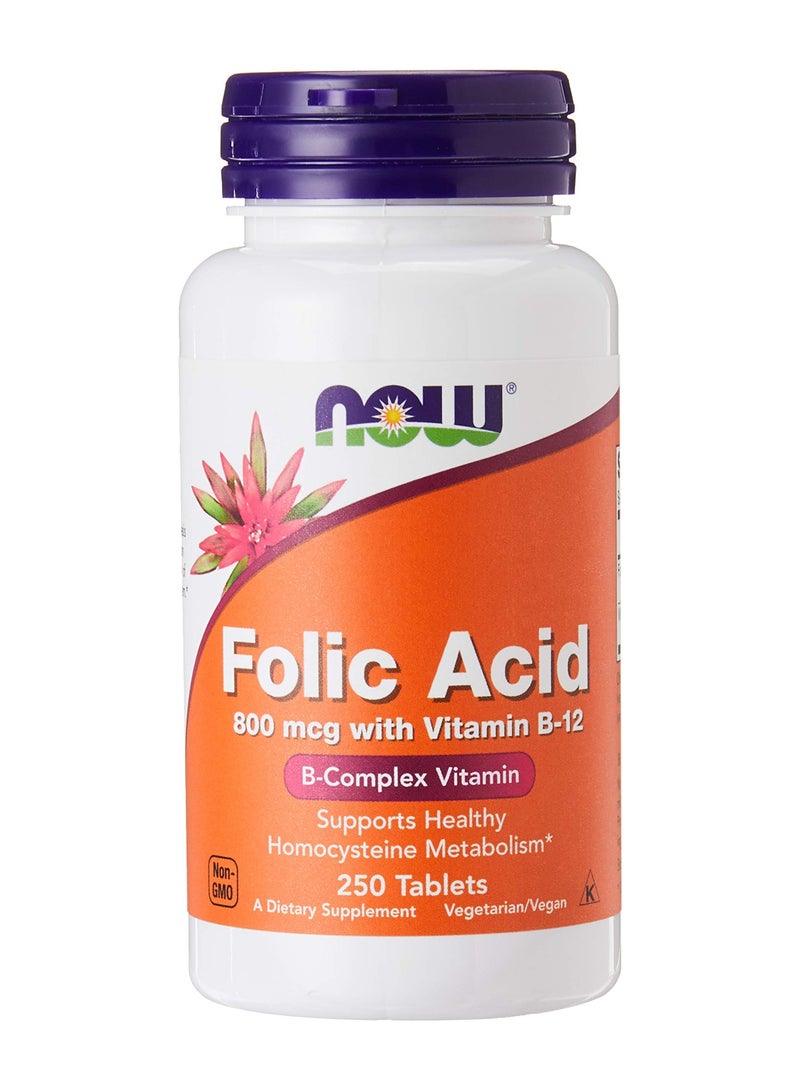 Now Folic Acid 800 mcg with Vitamin B-12 250 Tablets