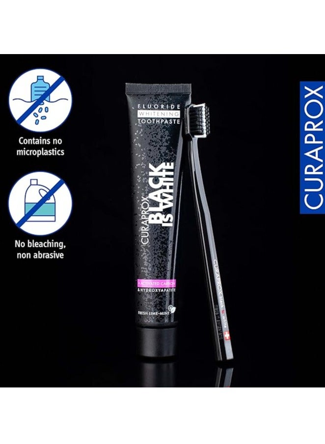 Black is White Toothpaste, 60ml + CS 5460 Ultra-Soft Toothbrush - Activated Charcoal Whitening Toothpaste Set