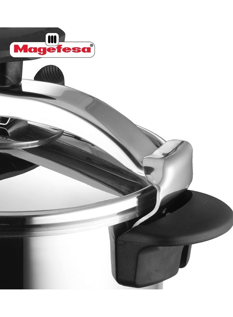 6Liters Magefesa Star – Traditional Pressure Cooker 6 l black, stainless steel |6 Litre Cooker Cookware Kitchen Pressure Cookers Black, Stainless Steel