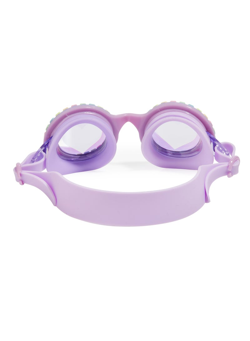 Pool Jewels Lovely Lilac Kids Swim Goggles Ages 8+ - Anti Fog, No Leak, Non Slip, UV Protection - Hard Travel Case - Lead and Latex Free