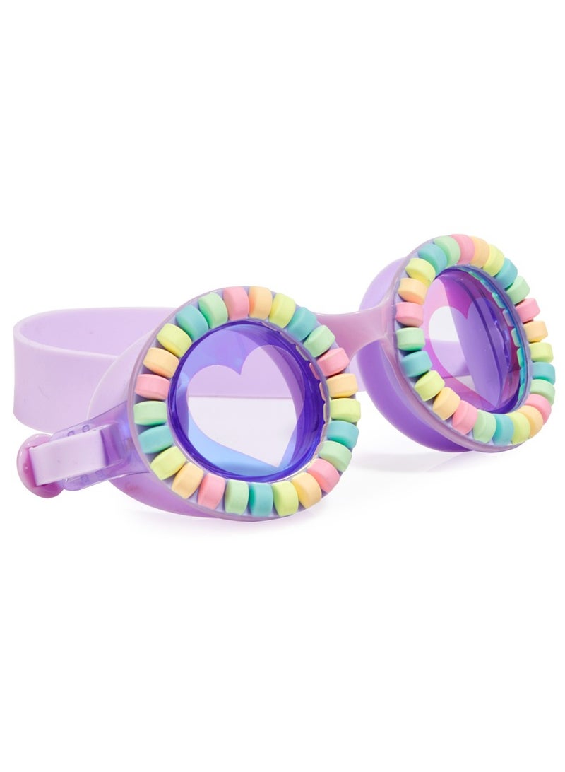 Pool Jewels Lovely Lilac Kids Swim Goggles Ages 8+ - Anti Fog, No Leak, Non Slip, UV Protection - Hard Travel Case - Lead and Latex Free