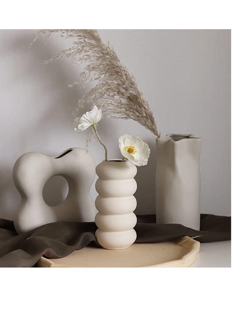Off White Spring Design Flower Vase | with 20pcs vase fillers | Modern Minimalist Flower Vase for Elegant Home Décor | Living Room Centerpiece | for Flower Arrangements | Ideal Gift