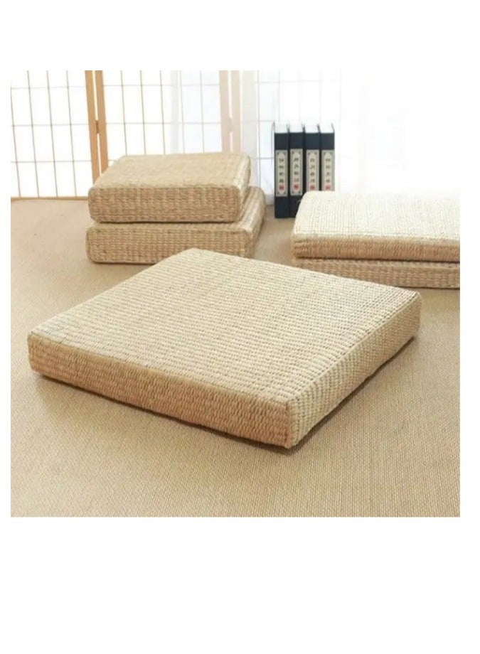 Straw Flat Seat Cushion Square - Meditation Pad Woven Straw Cushion Height 6/10CM Indoor Outdoor Cushions for Living Room/Yoga/Office