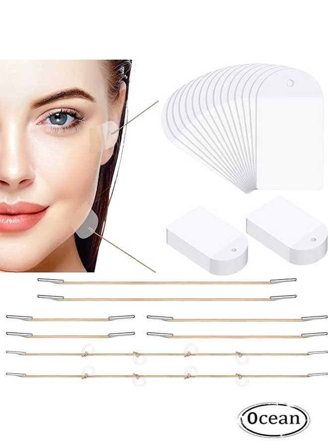 40 Pcs Face Lifting Tapes, With 8 Pcs Lifting Rope Sets, Invisible Face Lift Tape Instant Face Lift Sticker Adhesive Lifting Patch Quick Face Lifting Band Neck Eye Lift Tape For Women Face Beauty