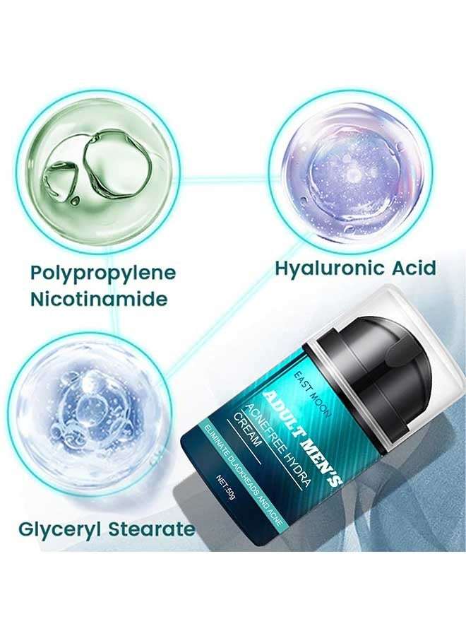 Men's Face Cream, Adult Men's Acnefree Hydra Cream for Fade Facial Fine Lines and Acne Marks, Moisturizing Anti Wrinkle Face Cream That Controls the Balance of Water and Oil 50g