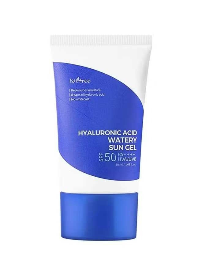 ISNTREE Hyaluronic Acid Watery Sun Gel 50ml, Suncream Spf50 Pa++++, Hydrating Gel Texture, Replenishes Moisture,Sunscreen And Whitening, Suitable For All Skin Types With Sunscreen