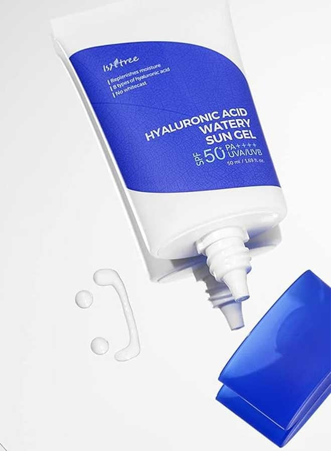 ISNTREE Hyaluronic Acid Watery Sun Gel 50ml, Suncream Spf50 Pa++++, Hydrating Gel Texture, Replenishes Moisture,Sunscreen And Whitening, Suitable For All Skin Types With Sunscreen