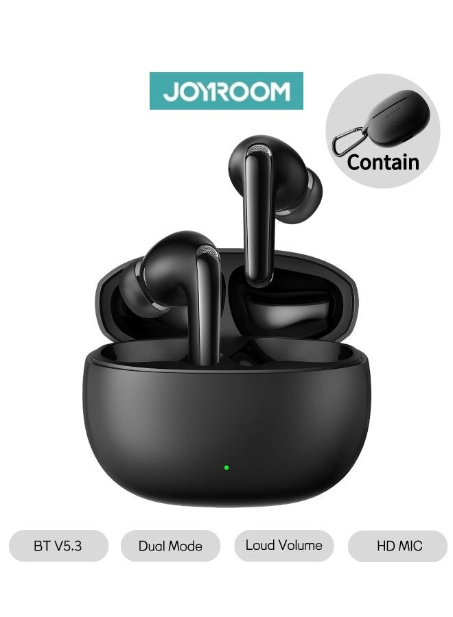 JR-FB3 In-Ear True Wireless Bluetooth V5.3 Headphones With Heavy Bass And Hifi Dual Mode 65ms Low Latency Fast Charging IP54 Waterproof With Protective Case And Charging Box Black