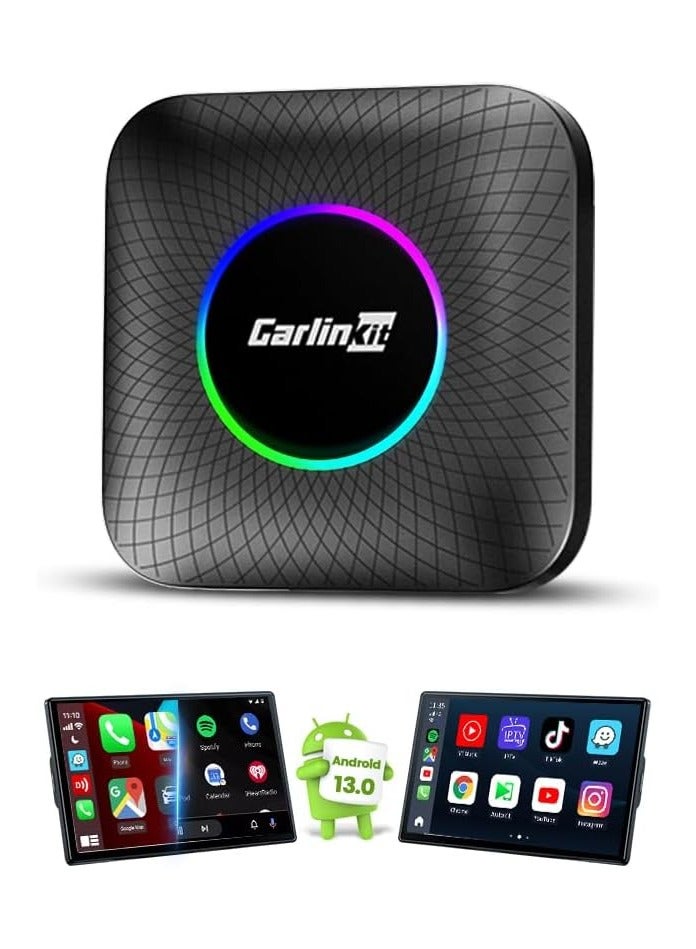 CarlinKit Wireless Carplay/Android Car AIBox LED Version, Suitable for Vehicles with Wired CarPlay, Built-in 8+128G Android 13.0, Support for YouTube, Disney+ and More!