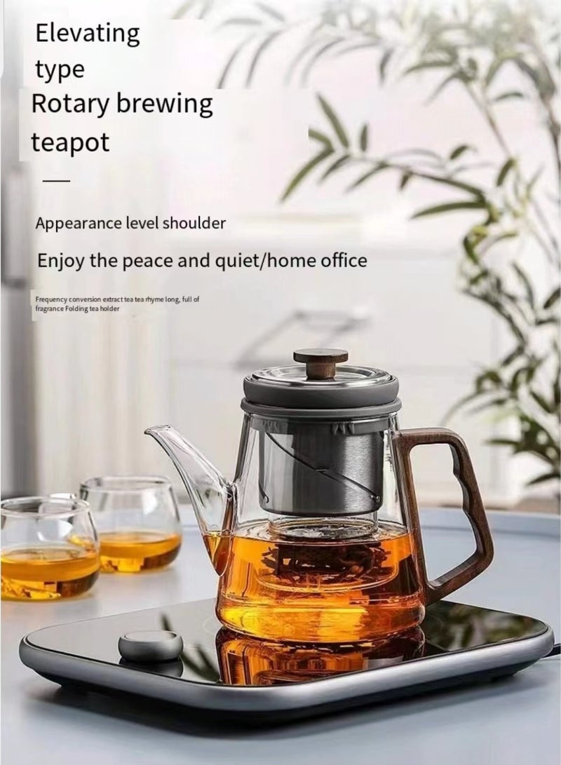 Glass teapot with tea separation and adjustable brewing concentration control, detachable stainless steel lining