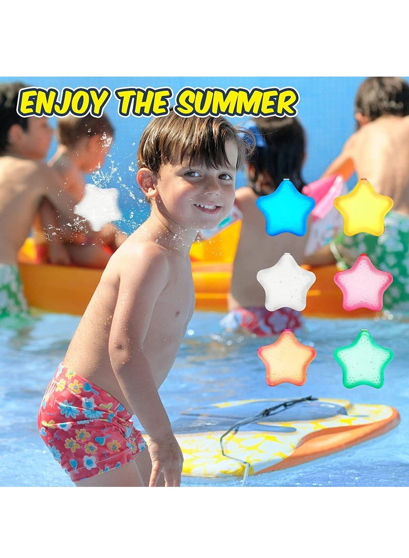 Water Bomb Balloons Reusable 6 Pcs Soft Silicone Water Splash Ball for Kids School Self-Sealing Refillable Water Bomb for Kids Adults Fun Water Fight Game Summer Swimming Pool Party Supplies（B）