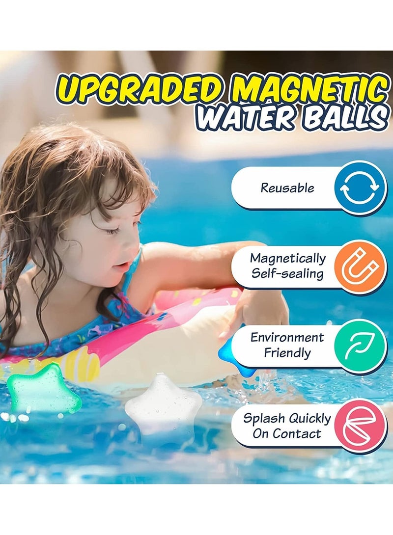 Water Bomb Balloons Reusable 6 Pcs Soft Silicone Water Splash Ball for Kids School Self-Sealing Refillable Water Bomb for Kids Adults Fun Water Fight Game Summer Swimming Pool Party Supplies（B）
