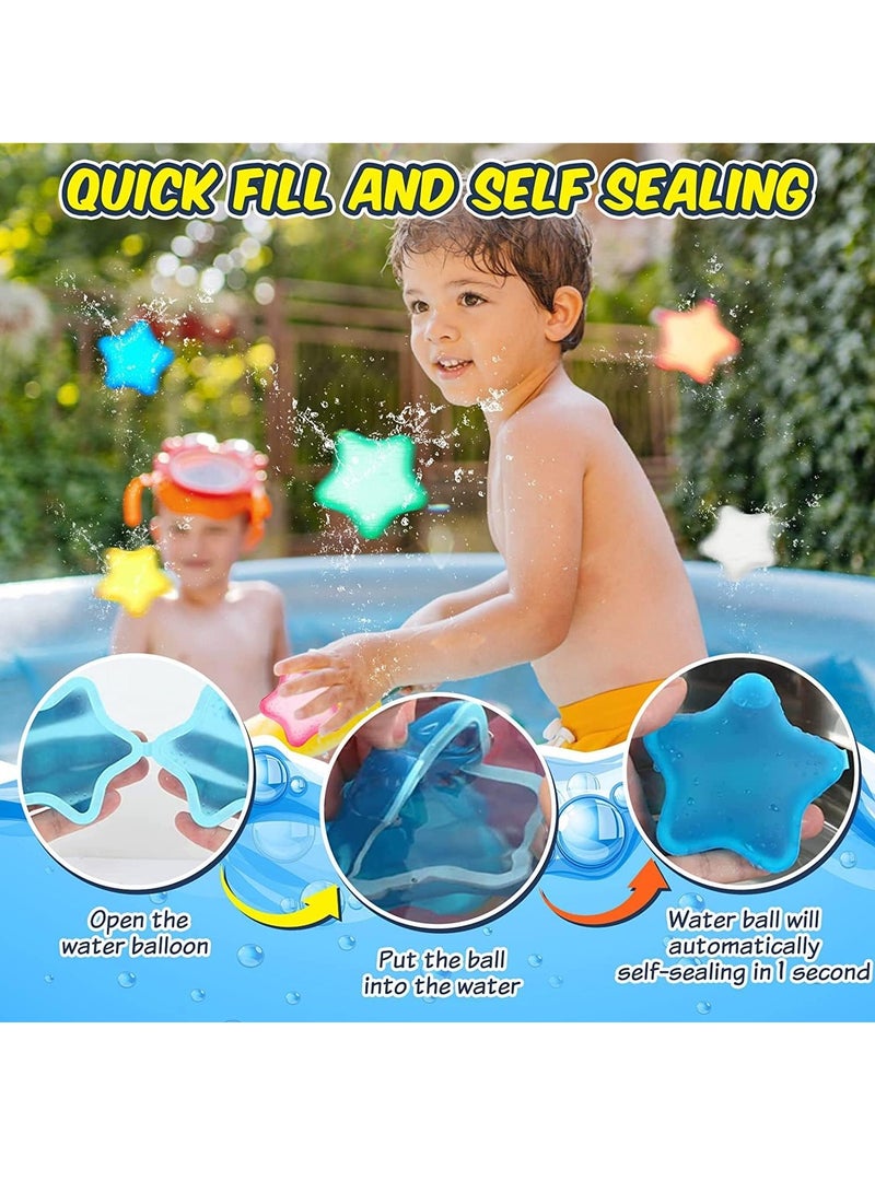 Water Bomb Balloons Reusable 6 Pcs Soft Silicone Water Splash Ball for Kids School Self-Sealing Refillable Water Bomb for Kids Adults Fun Water Fight Game Summer Swimming Pool Party Supplies（B）