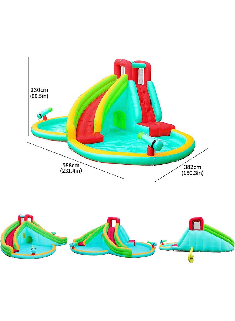 Inflatable Twin Water Slide With Tunnel for Kids Outdoor Play