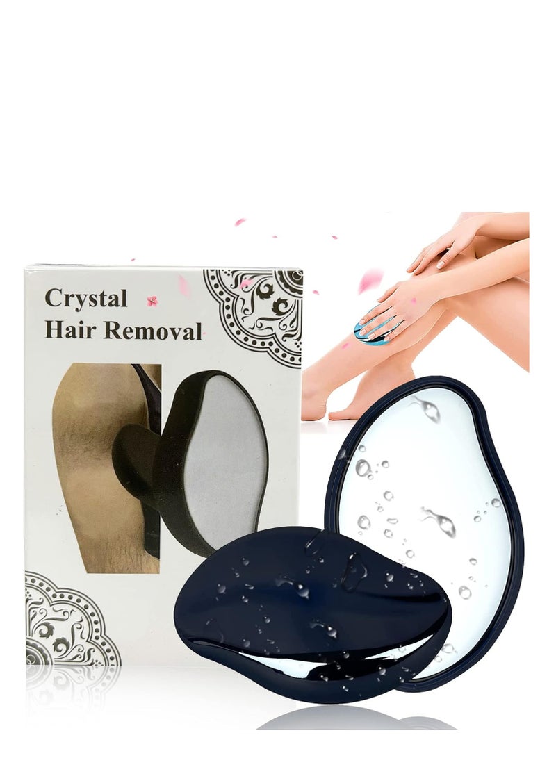 2 Pcs crystal hair eraser for women and men reusable crystal hair remover portable magic painless exfoliation hair removal tool washable magic hair eraser for gifts blue & black
