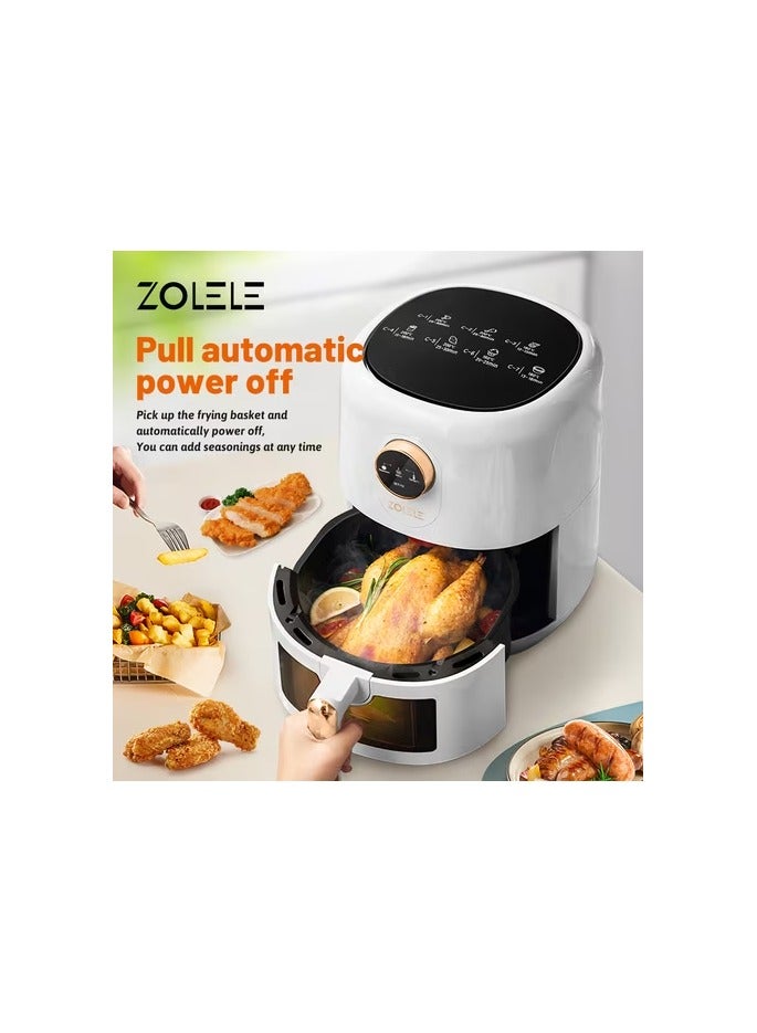 Zolele ZA004 Electric Air Fryer 4.5L Capacity Non-Stick Coating Fried Basket Knob Control Temperature Pull Pan Automatic Power Off 1400W Power
