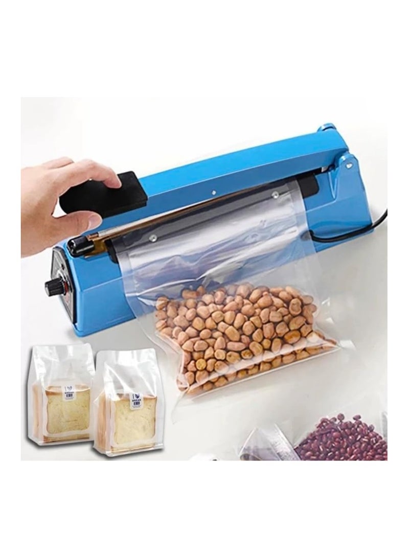 VIO® Impulse Sealer Manual Press Electric Heat Sealing Packaging Machine with Adjustable Timer Element Grip Plastic Bag PE PP Packet Pouch Sealer for Home Office Restaurant CafeUAE Pin (300 MM)