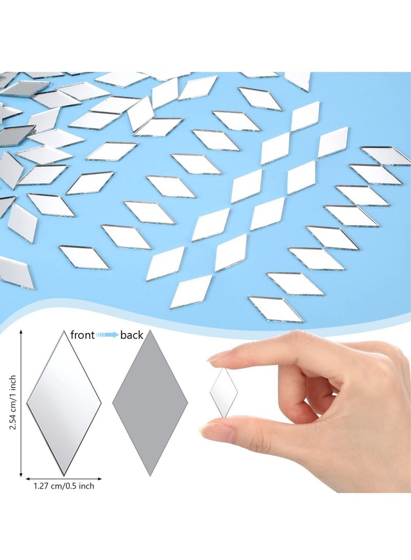 Mini Diamond Shape Mirror Tiles for Crafts, 500 Pcs 1 x 0.5 Inch Rhombus Mini Mosaic Tiles Small Mirror Pieces Glass Tiles for Wall Home Decoration Crafts DIY Making Supplies
