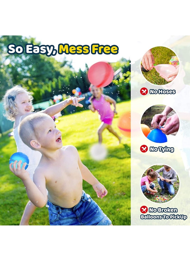 Water Bomb Balloons Reusable 6 Pcs Soft Silicone Water Splash Ball for Kids School Self-Sealing Refillable Water Bomb for Kids Adults Fun Water Fight Game Summer Swimming Pool Party Supplies（F）