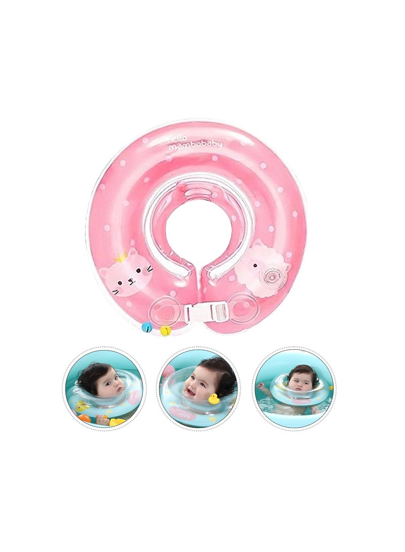 1-Piece Baby Swimming Neck Float Ring Inflatable Circle Baby Bath Toy Swim Trainer Swimming Pool Accessories, Pink