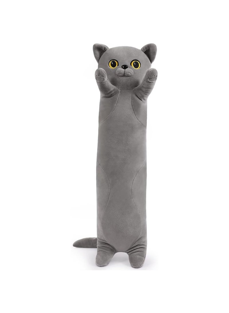 100cm British Blue Cat Plush Animal Pillow, Soft Cute Cat Plush Toy, Suitable for Children's Girlfriends Gray