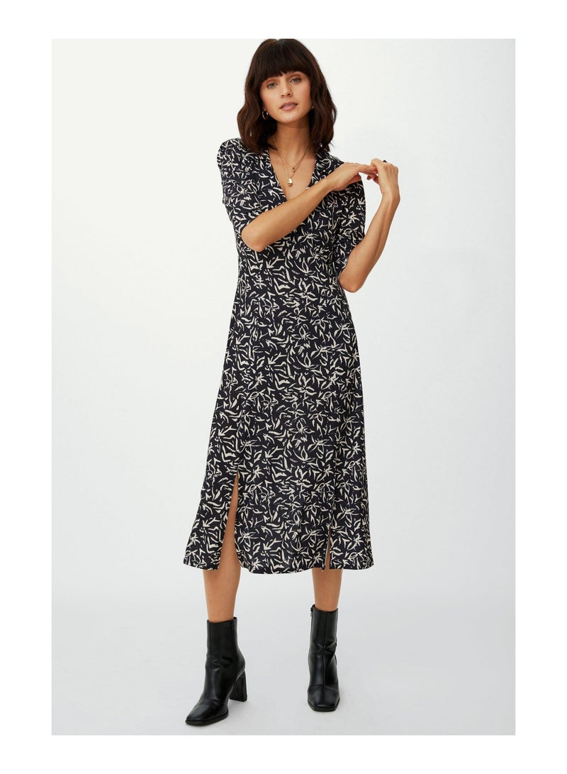 Collared Slinky Midi Dress