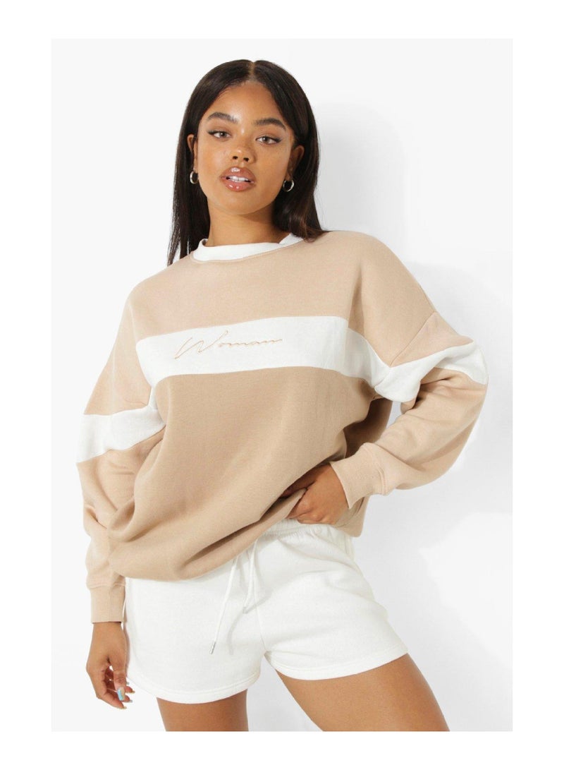 Woman Colour Block Oversized Sweater