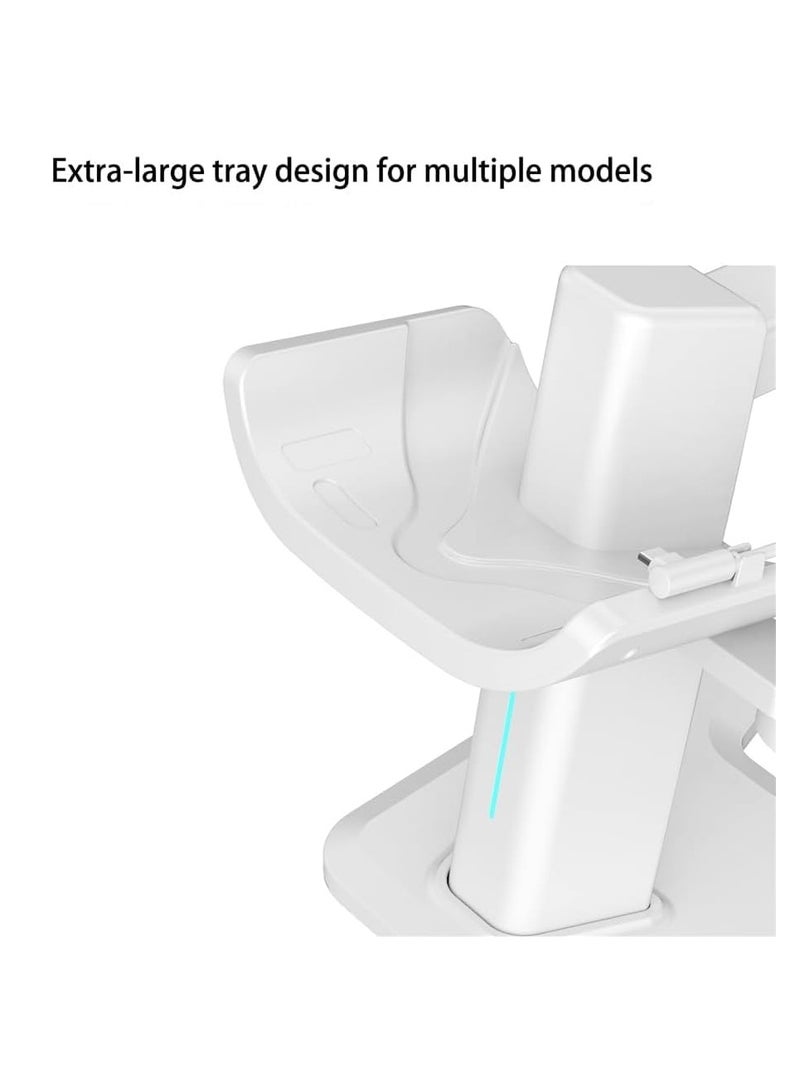 For Meta Quest 3S/ Quest 3 Headset Charging Dock, VR Display Stand Accessories Compatible with Meta Quest 3 VR Headset and Touch Controllers, Station Holder Base with LED Light, White