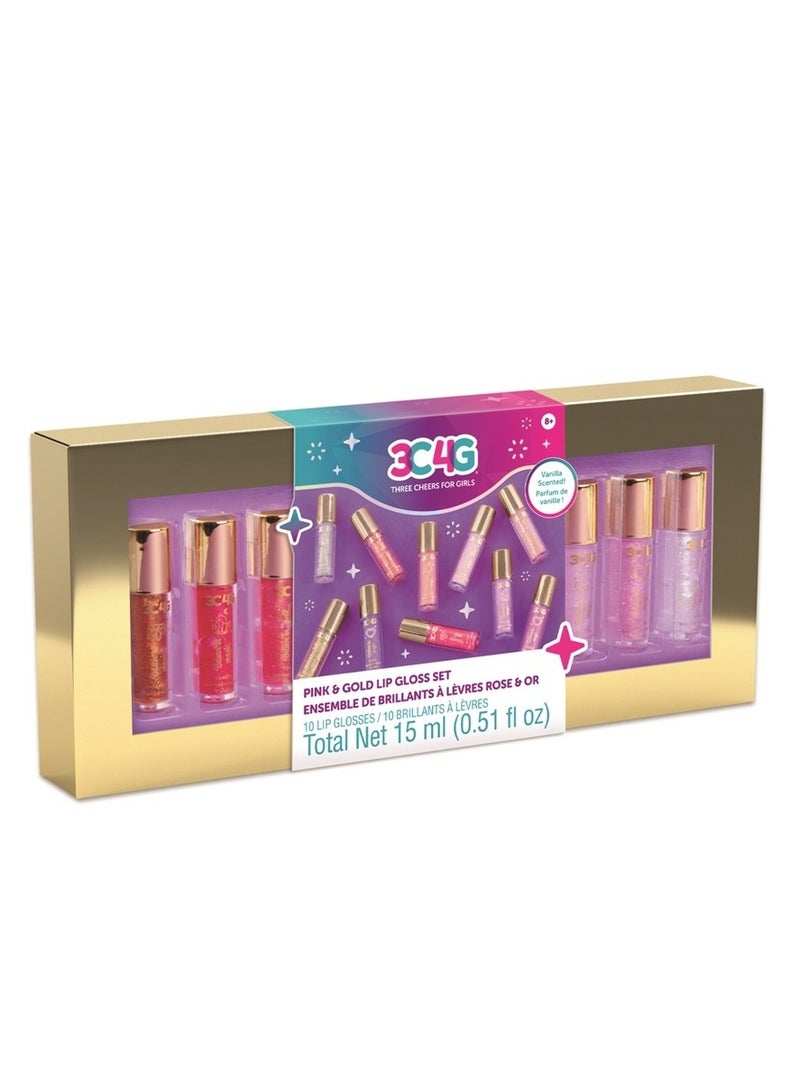 3C4G Pink and Gold Lip Gloss Set 10 pk