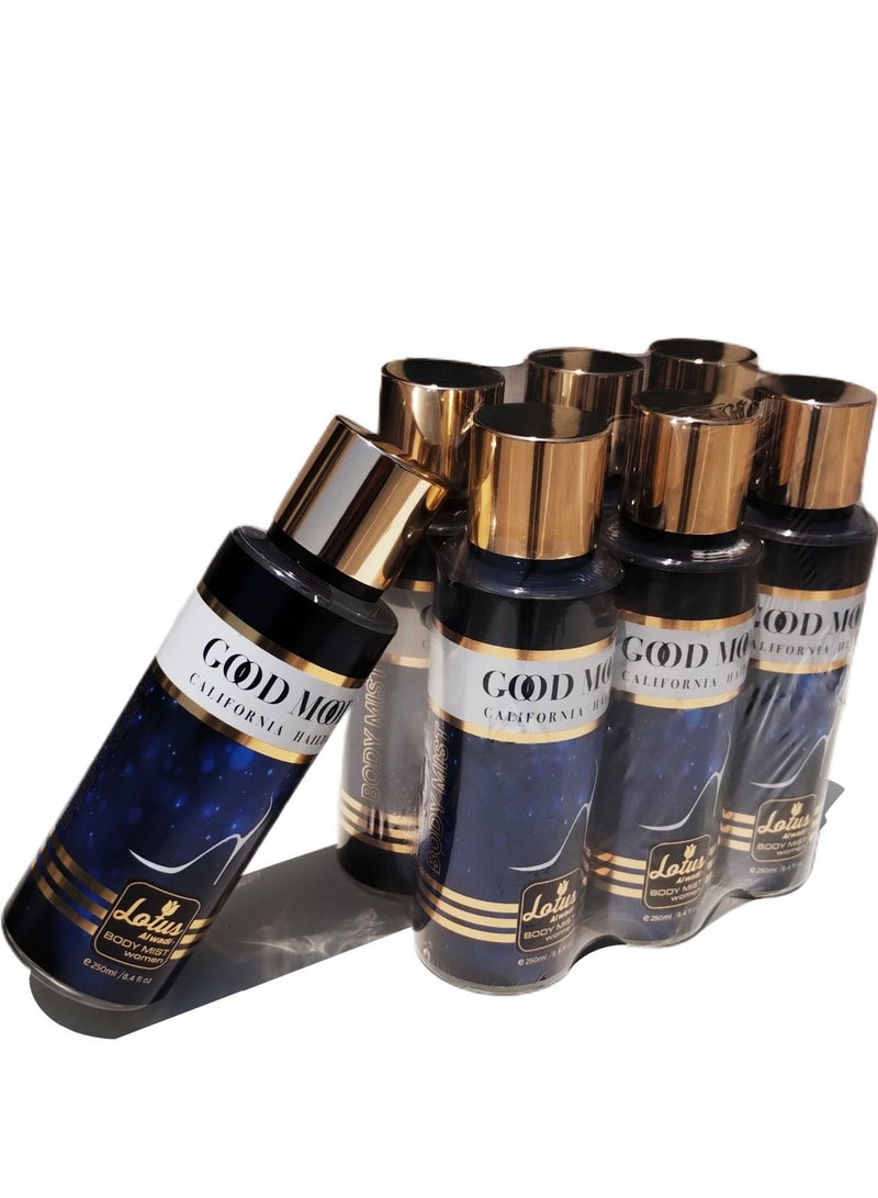 Lotus Alwadi Good Mood Fragrance, Body Mist Women signature Collection, 8.4 Ounce (6 piece Gift Set)