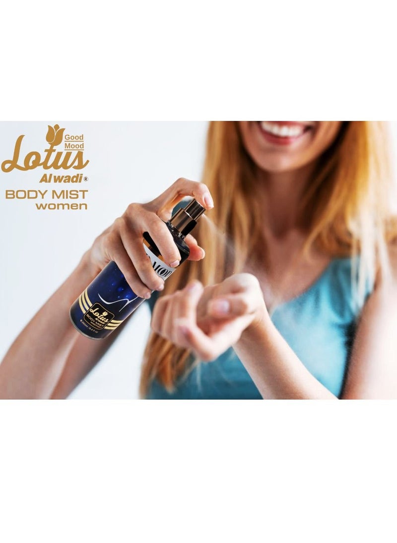 Lotus Alwadi Good Mood Fragrance, Body Mist Women signature Collection, 8.4 Ounce (6 piece Gift Set)