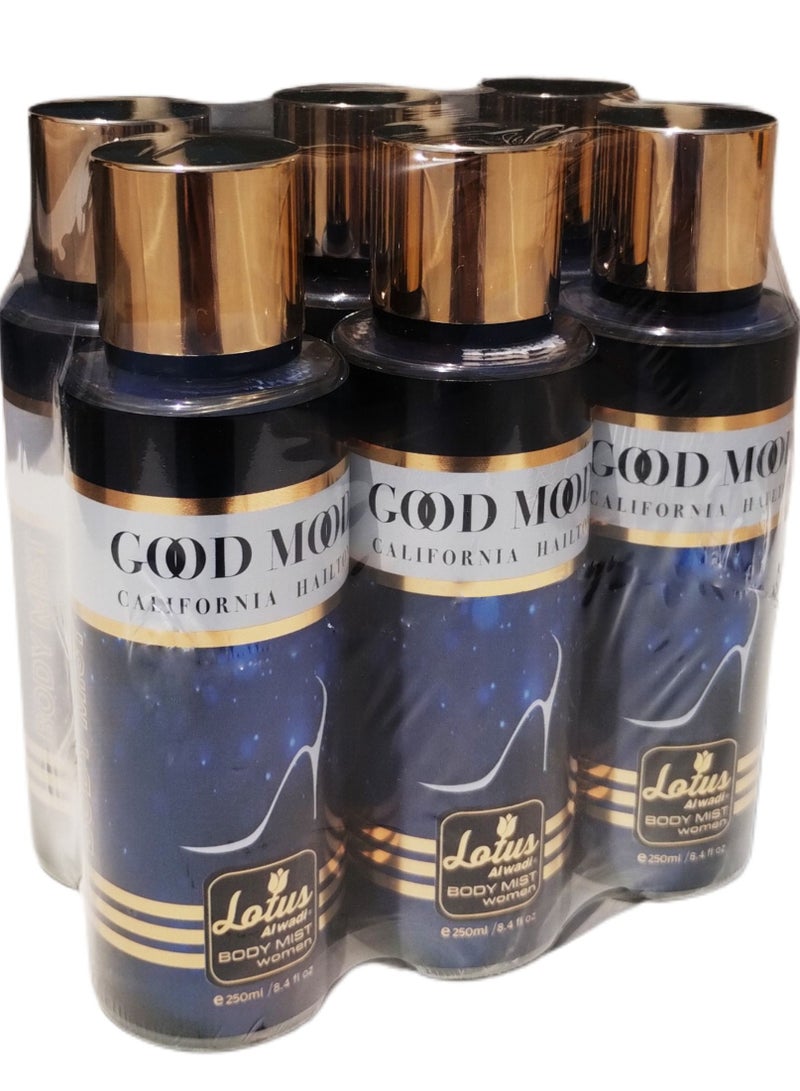 Lotus Alwadi Good Mood Fragrance, Body Mist Women signature Collection, 8.4 Ounce (6 piece Gift Set)