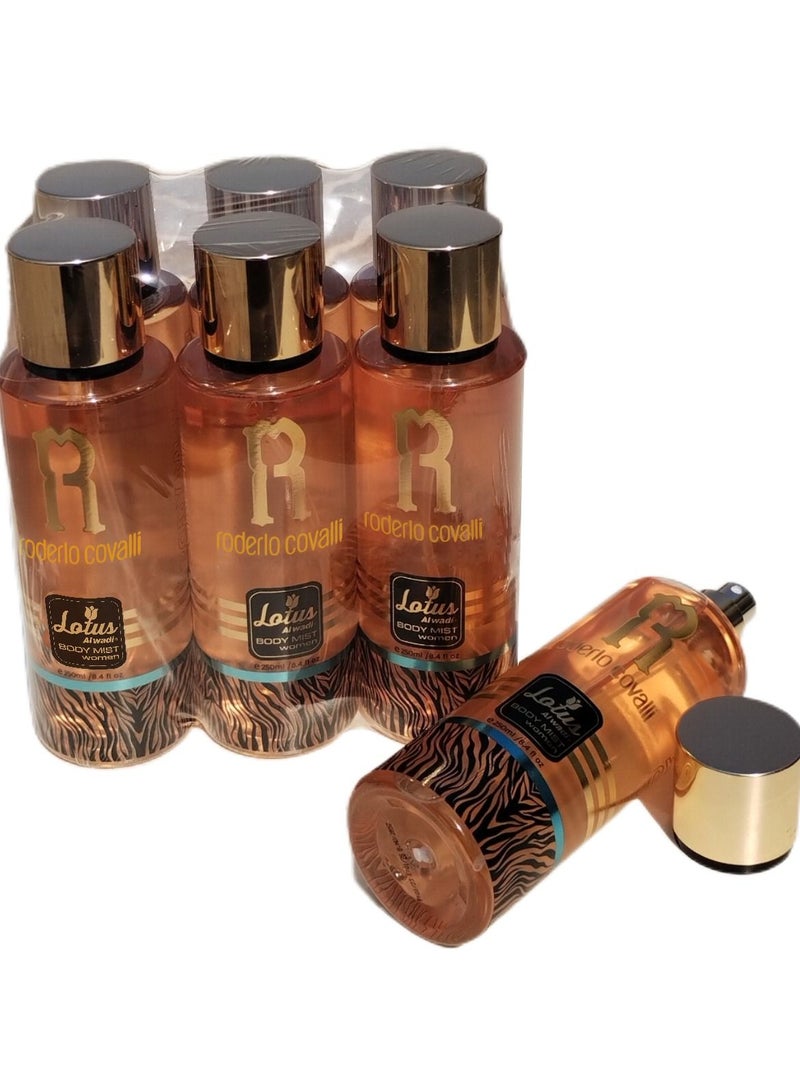 Lotus Alwadi - Roderio Covalli Fragrance, Body Mist Women signature Collection, 8.4 Ounce (6 piece Gift Set)