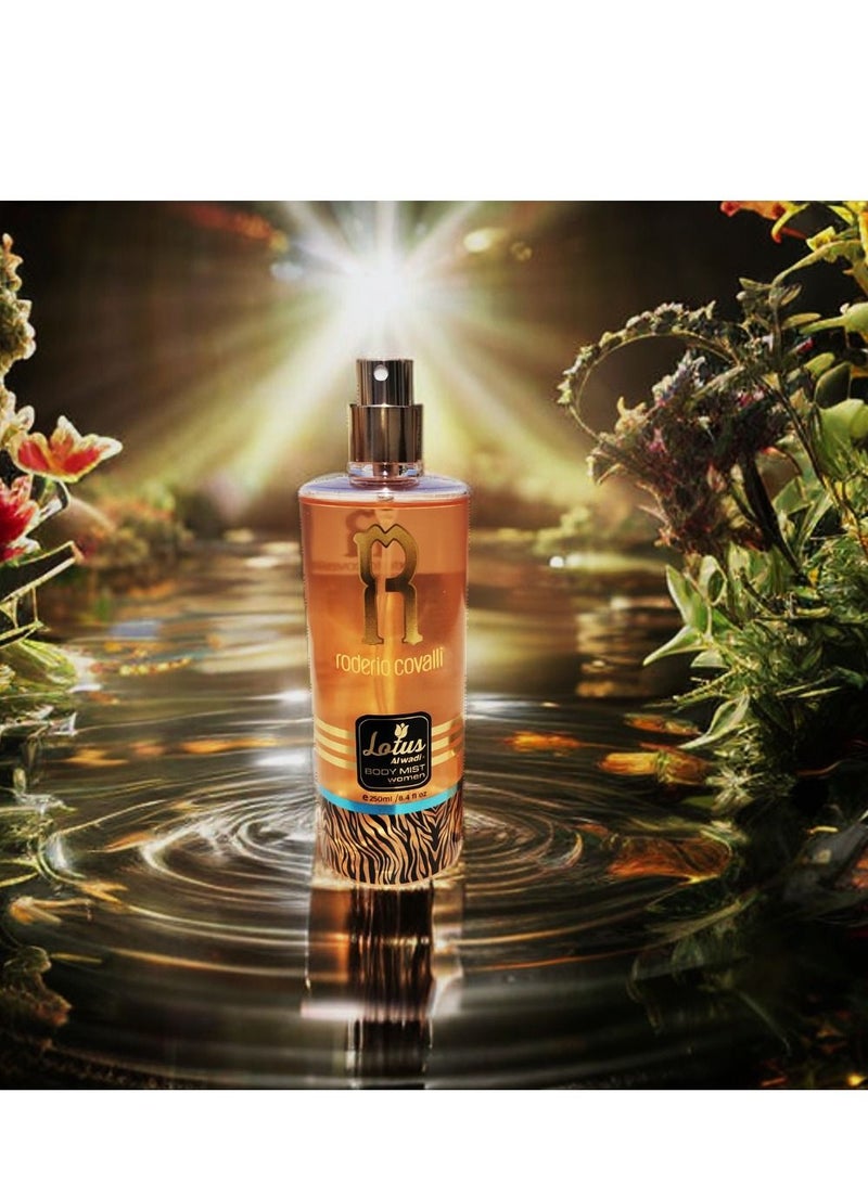 Lotus Alwadi - Roderio Covalli Fragrance, Body Mist Women signature Collection, 8.4 Ounce (6 piece Gift Set)
