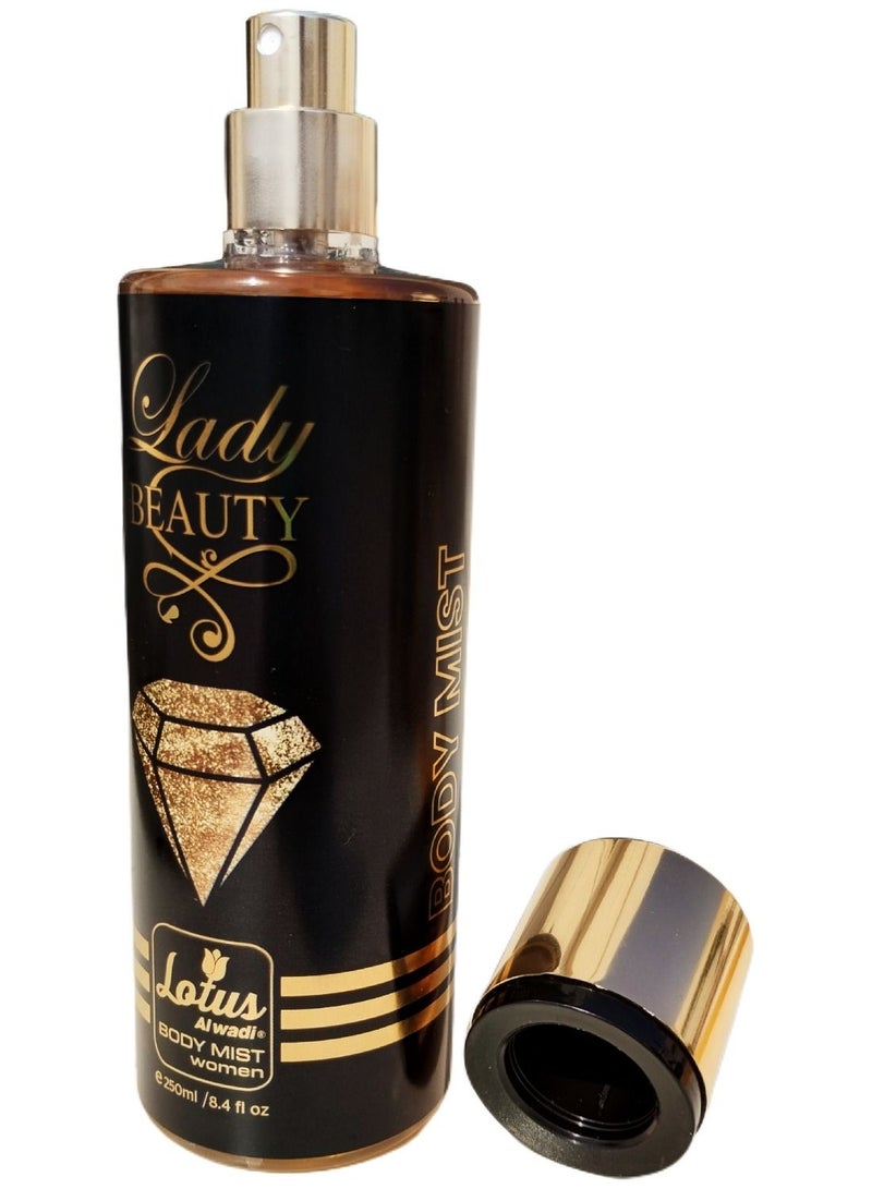 Lotus Al Wadi Lady Beauty Fragrance, Body Mist Women signature Collection, 8.4 Ounce (6 piece Gift Set)