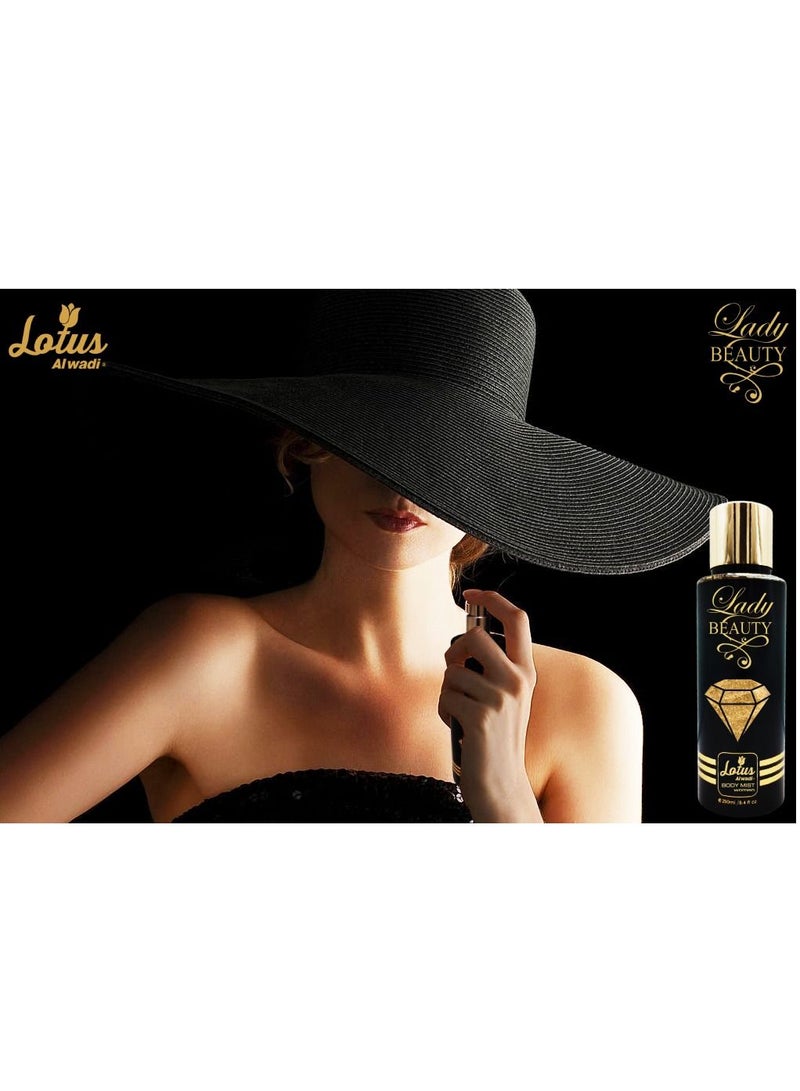 Lotus Al Wadi Lady Beauty Fragrance, Body Mist Women signature Collection, 8.4 Ounce (6 piece Gift Set)