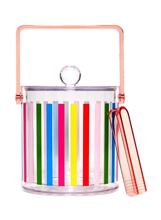 Plastic Ice Bucket Pink/Clear/Blue 7.5x8.75inch