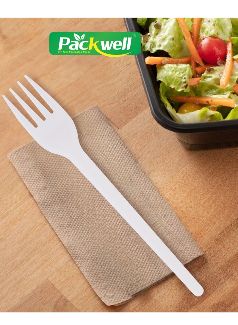 Plastic Normal Fork- PWCT1602| 50 Pieces. 2.3 Grams Each, Premium-Quality, BPA-Free, Food grade and Hygienic| Perfect for Parcels, Large Gatherings, Takeout, Etc| White