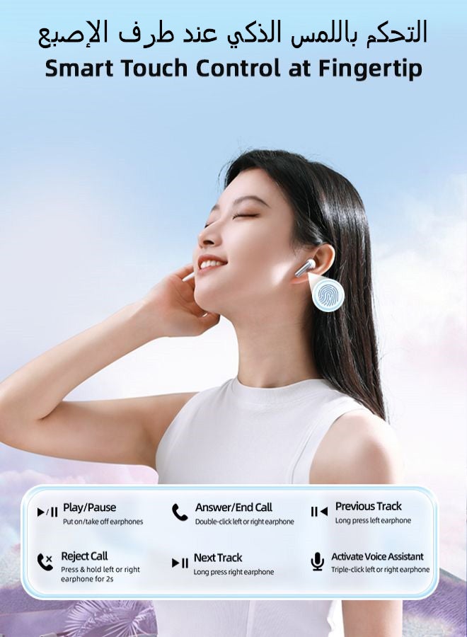 JR-PB1 True Wireless Bluetooth Earphones 4 Mic Semi In-Ear TWS Earbuds ENC Call Noise Reduction  Bluetooth 5.3 White