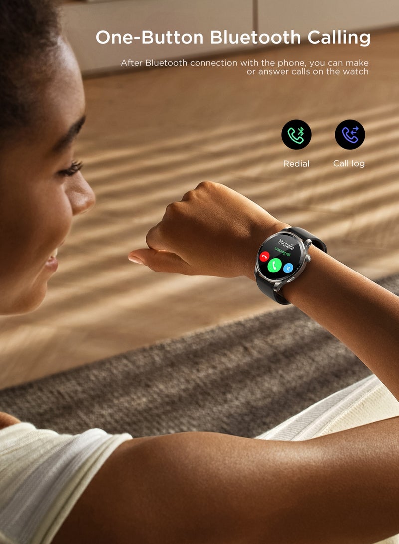 300 mAh 300 mAh JR-FV1 Smart Watch Can Make And Receive Calls 1.43-Inch HD Screen Bluetooth Connection Fitness Monitoring For Men And Women Compatible With Apple And Android Metal Silicone Strap Space Grey